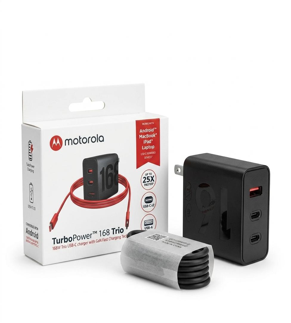 Cargador Motorola TurboPower 168W Trio (GaN) — 3 Puertos
