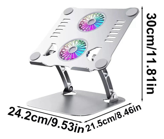 Soporte para Laptop de Aluminio Ajustable con 2 Ventiladores RGB