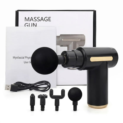 Pistola Masajeadora Muscular Recargable (4 Cabezales)