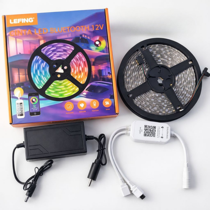 Tira de Luces LED RGB 12V Bluetooth 5 Metros (con Adaptador)