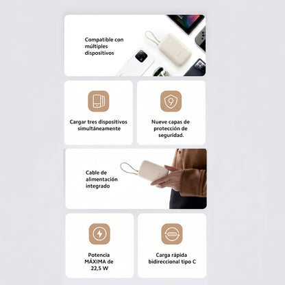 Power Bank Xiaomi 10000mAh con Cable Integrado