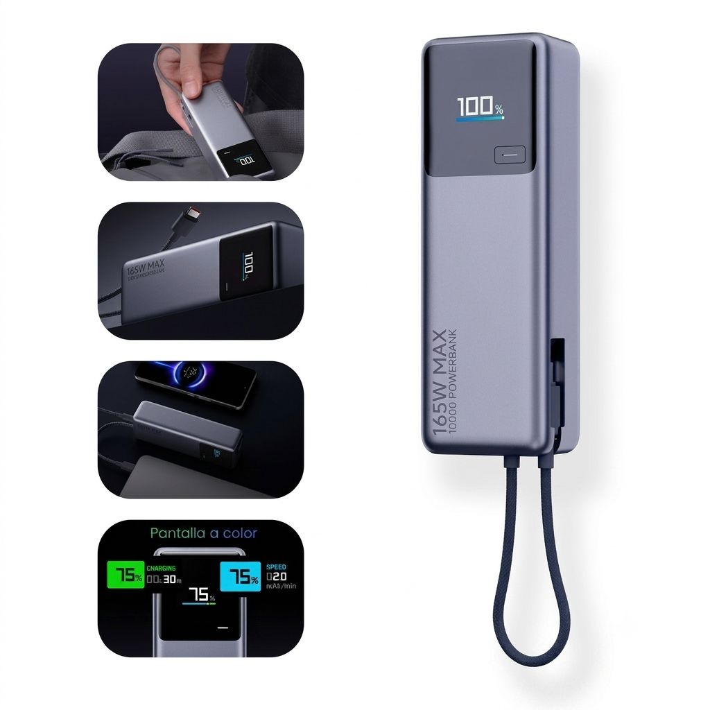 Power Bank Xiaomi 165W 10000mAh con Cable Integrado y Pantalla
